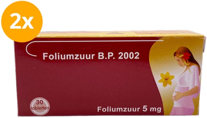 2 x Foliumzuur 5mg - 30 tabletten