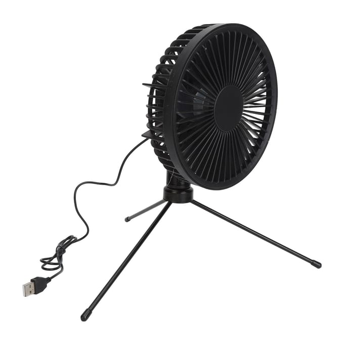 Zonne-campingventilator met statief IP67 waterdicht verstelbaar draagbare campingventilator met 10W zonnepaneel black