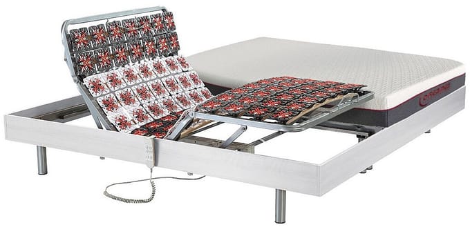 Vente-unique Bed met elektrische lattenbodem hout wit 2 x 80 x 200 cm