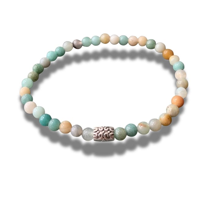 Armband - natuursteen - Amazoniet - zilverkleurig element - 4 mm 18 cm