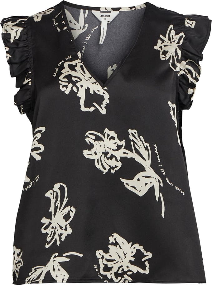 Object T-shirt Objpapaya Nour S/s Top A Div 23040546 Black/flower Dames Maat - 36