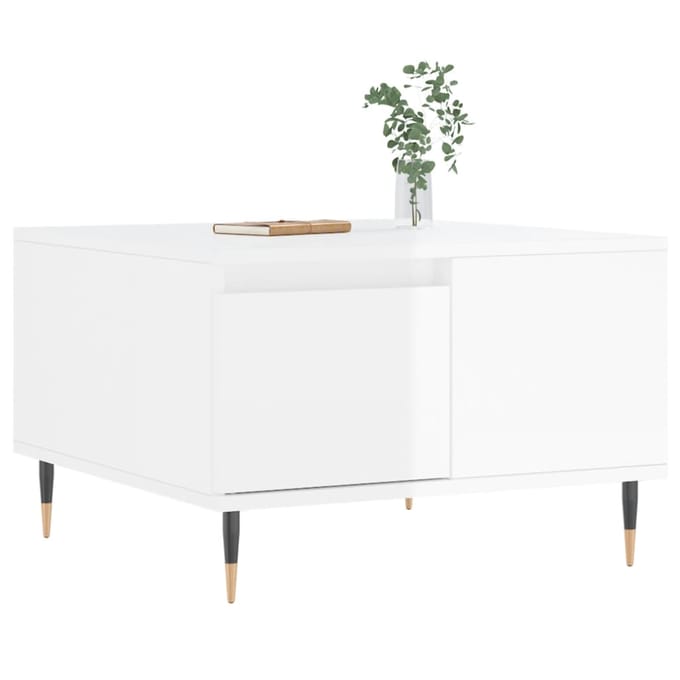 vidaXL - Salontafel - 55x55x36,5 - cm - bewerkt - hout - hoogglans - wit