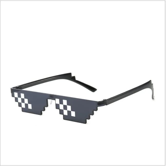 Mozaïek Pixel Code Grappige Zonnebril Anime Cool Verjaardagscadeau Podium Disco Prestatie Zonnebril black