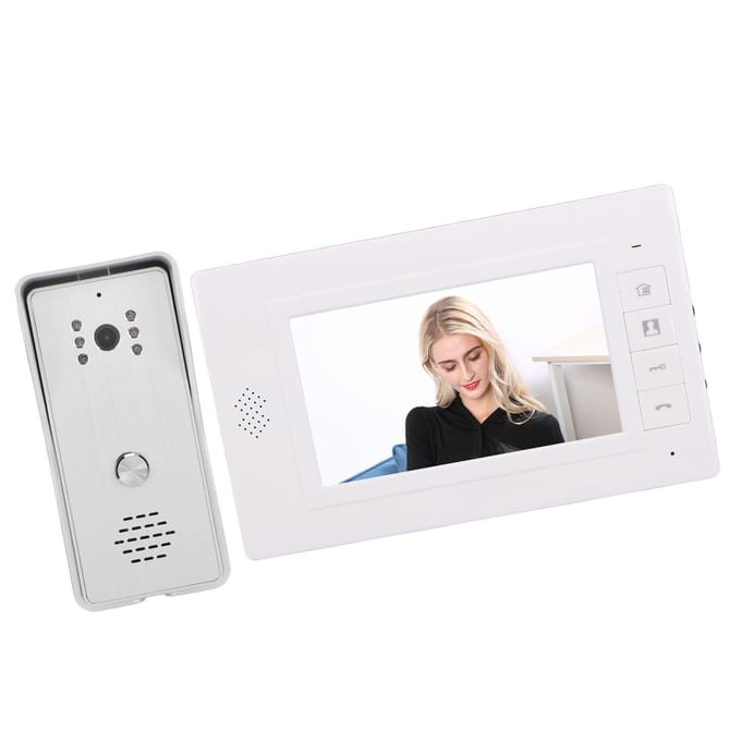 Système d'interphone vidéo intelligent avec écran de 7 pouces, interphone filaire grand angle de 120 degrés, kits de sonnette avec EU Plug argenté