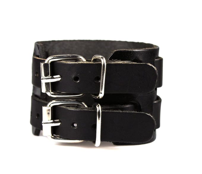 Brede Leren Armband - Heren Armband - Gesp - Zwart