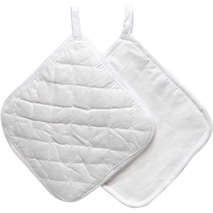 CC Pot Holders, size 20x20 cm, 145 g, white, 1 pair