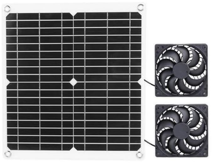 12 W Zonne-energie Ventilator - Energiezuinige Afvoerventilator met Dubbel Paneel