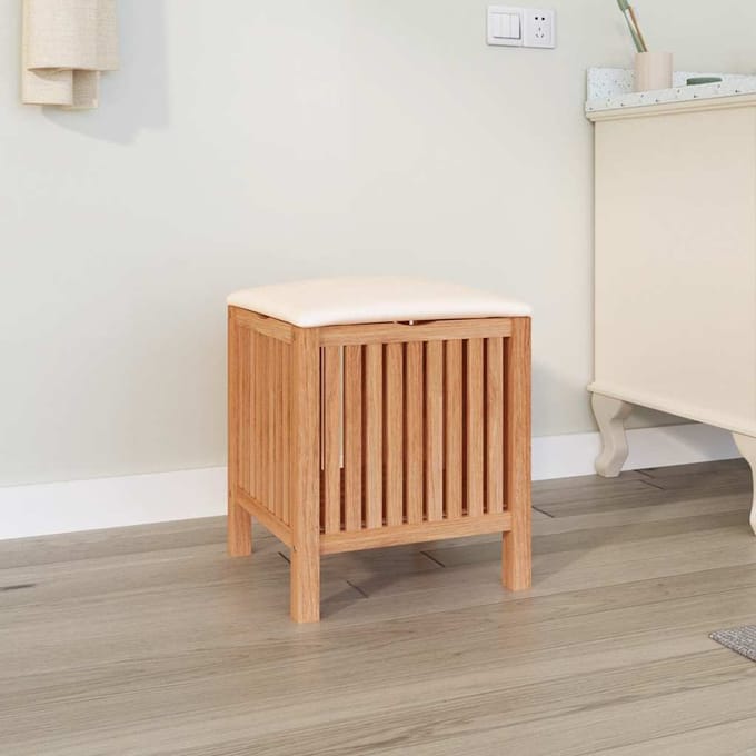 Tabouret de Salle de Bain 40,5 x 40 x 52 cm Bois de Noyer Massif