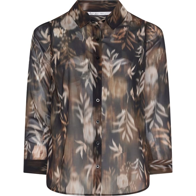 Yours London Bruine Blouse Met Abstracte Bloemenprint Size 48