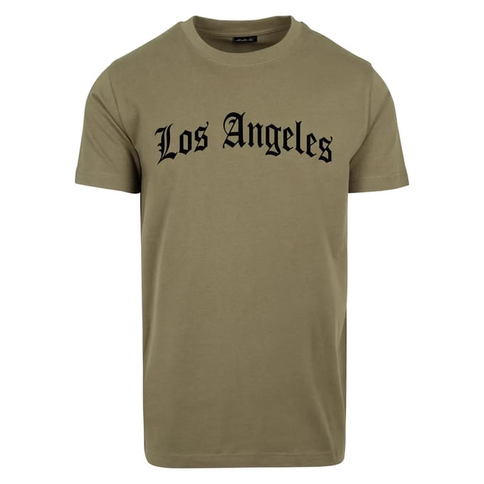 Mister Tee - Los Angeles Wording Heren Tshirt - M - Olijfgroen