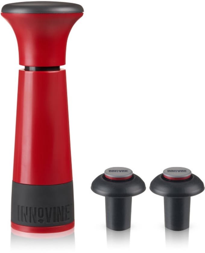 Innovine™ Vacuum Pump Wine Saver in Raspberry - Wijnpomp met 2 stoppers