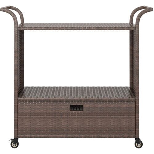 vidaXL - Serveerwagen - met - lade - 100x45x97 - cm - poly - rattan - bruin