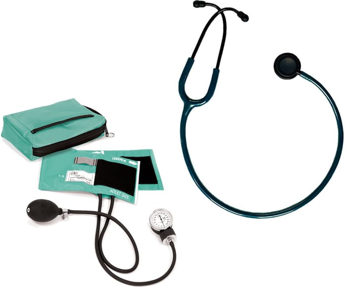 Set Bloeddrukmeter met Stethoscoop Groen - Bovenarm - Handmatig - Stethoscoop Medisch - MDR Gecertificeerd