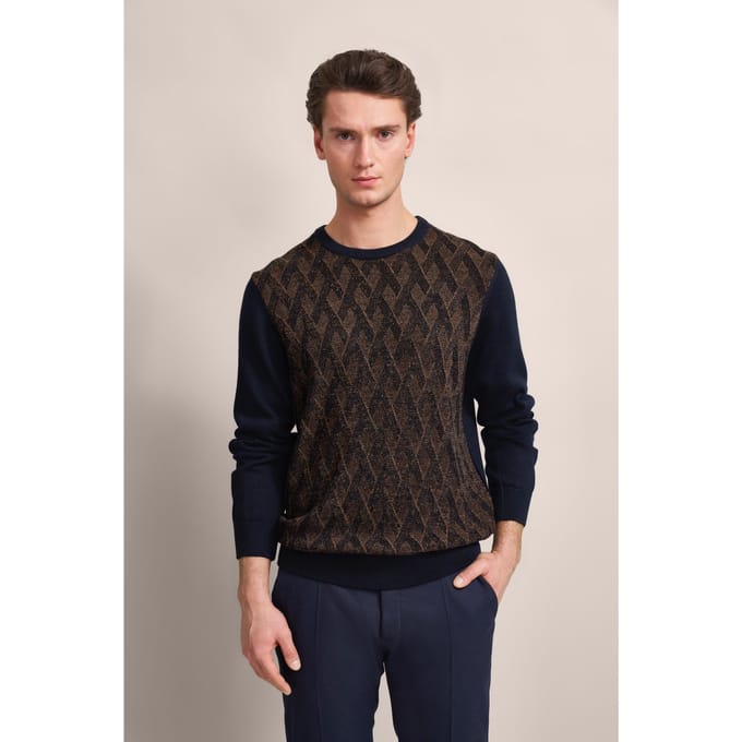 Bugatti Herren Jumper met 2-kleurig ruitpatroon