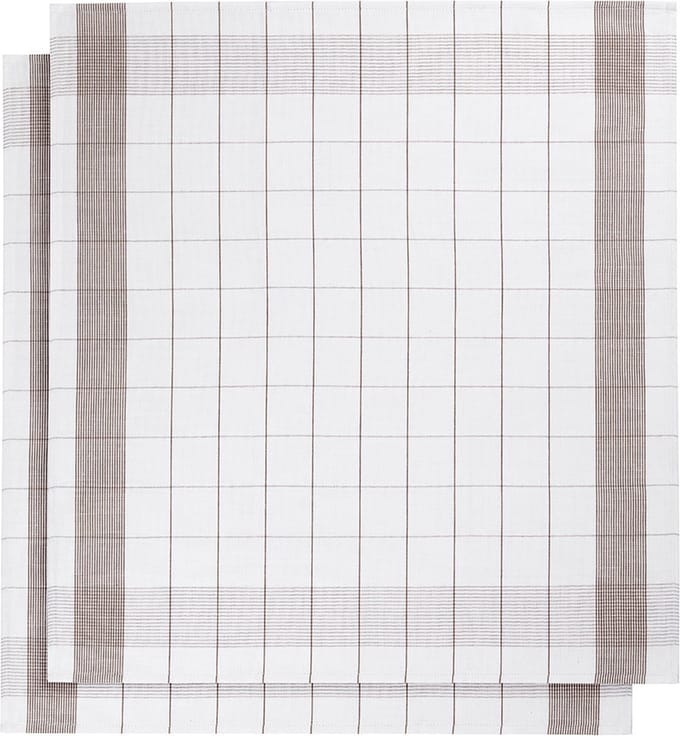 set van 12 keukenhanddoeken - De Witte Lietaer - kleur wit/bruin