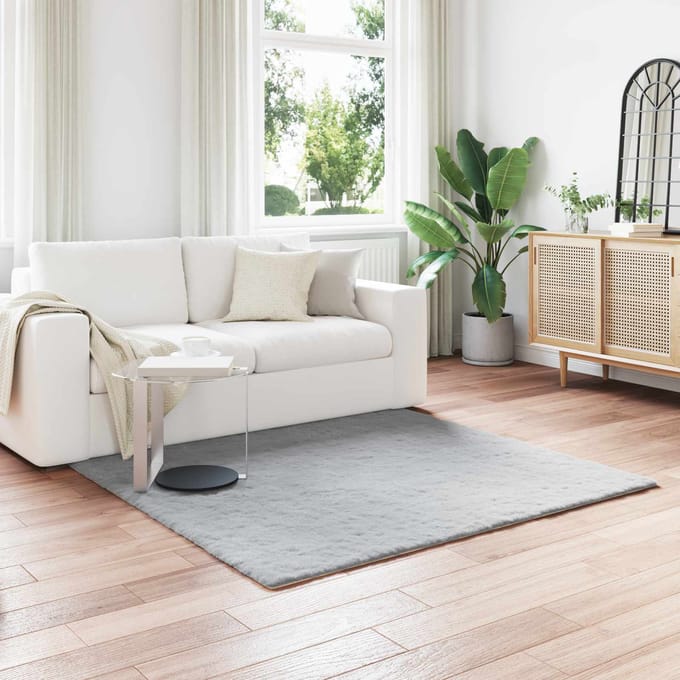 vidaXL - Antislip - vloerkleed - van - imitatie - konijnenbont - OLITE - Grijs