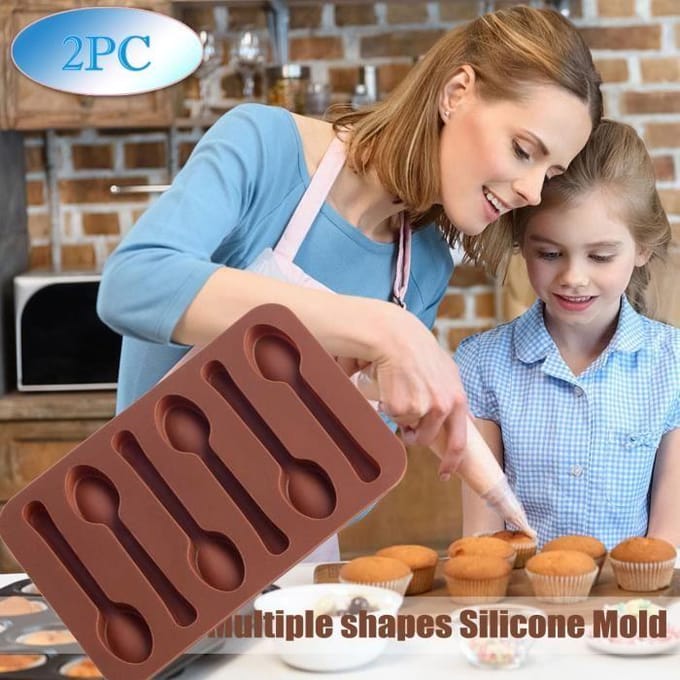 Moule en silicone - 2PC - Chocolat - Bonbons - Gelée - Outil de cuisson marron