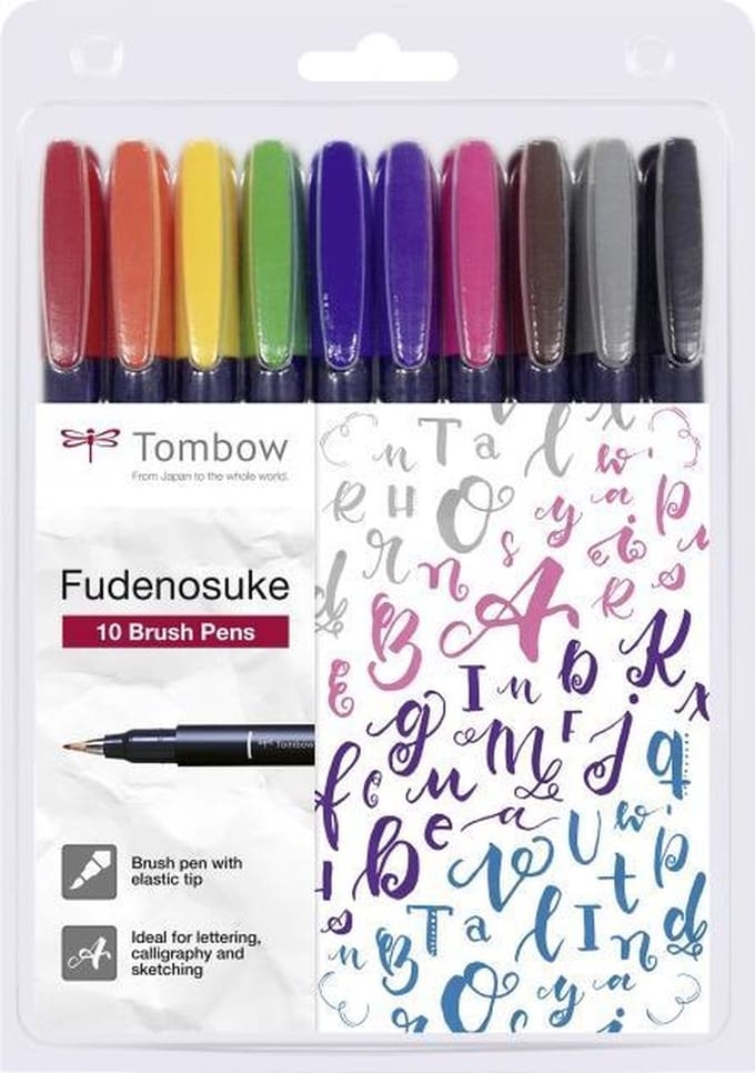 Tombow Fudenosuke - Brush pennen - set van 10