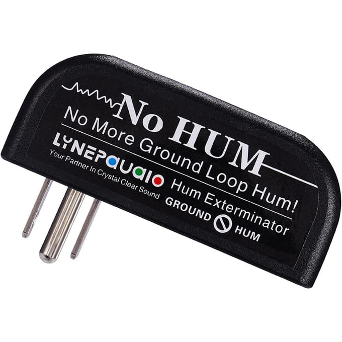 LINEPAUDIO Buzz Eliminator AC Ground Loop Noise Eliminator Plug-in AC Buzz Killer Hum Eliminator US Plug zwart