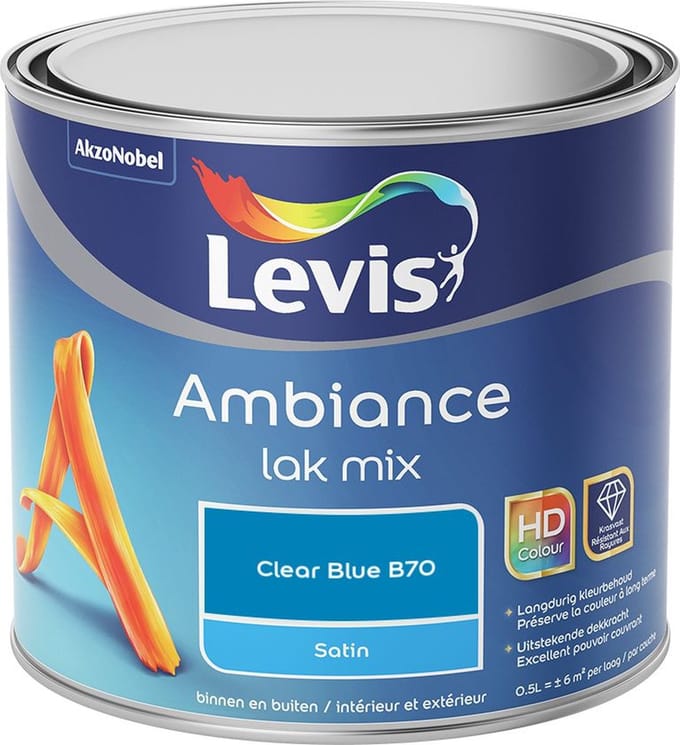 Levis - Ambiance Lak Satin Mix - Clear Blue B70 - Mengverf - 0,5 L