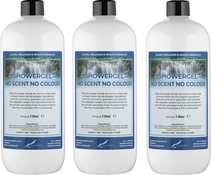 Douchegel No Scent, No Colour 1 Liter - set van 3 stuks - Showergel