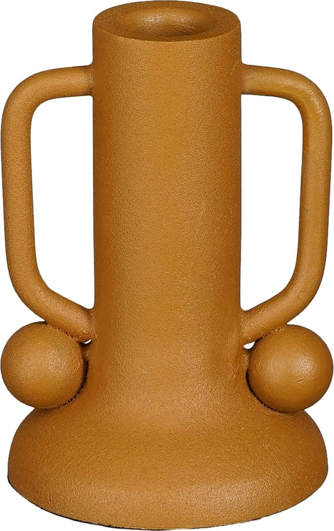 Ula Candlestick - H12 x Ø8 cm - Metal - Light brown