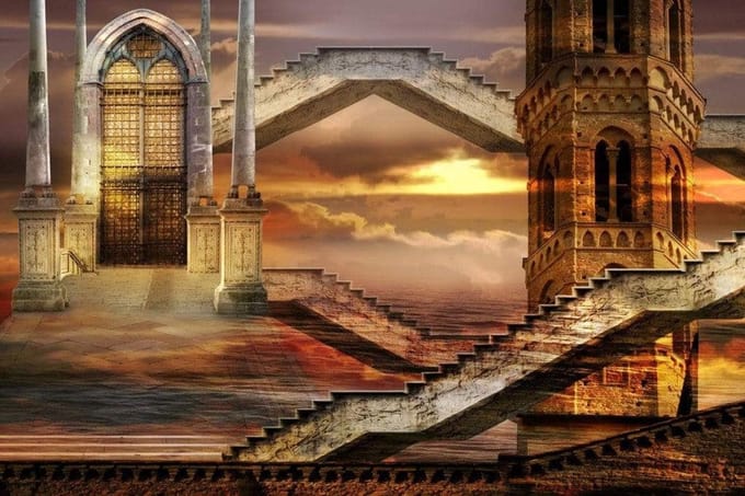 Fotobehang - Ethereal Tower 375x250cm - Vliesbehang