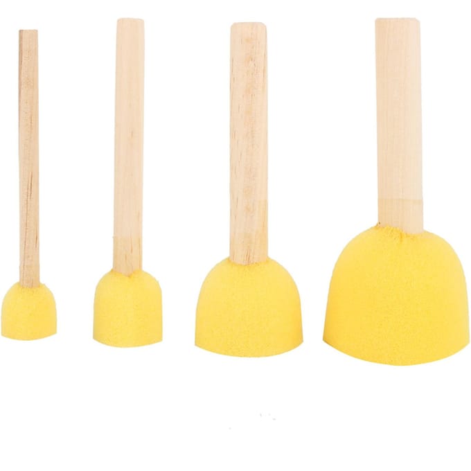 4 Stuks Houten Handvat Sjablonge Spons Schuimpenseel Meubel Knutsel Kunst Schilderhulpmiddel beige