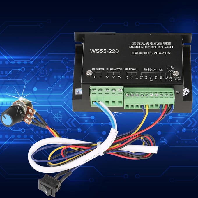 WS55 220 DC 48V 500W CNC Borstelloze Spindel BLDC Motor Driver Controller