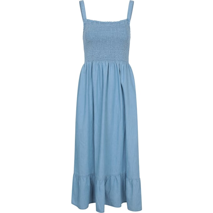 Mountain Warehouse Dames Marbella Spaghettibandjes Shirred Midi Jurk (Lichtblauw)