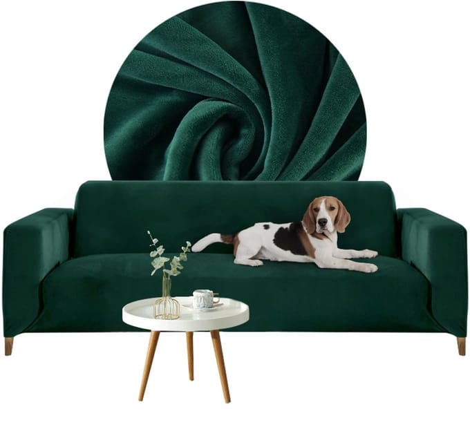 Meble odNowa - Fluwelen Sofa Hoes - 3-Zits - Groen - Elastisch