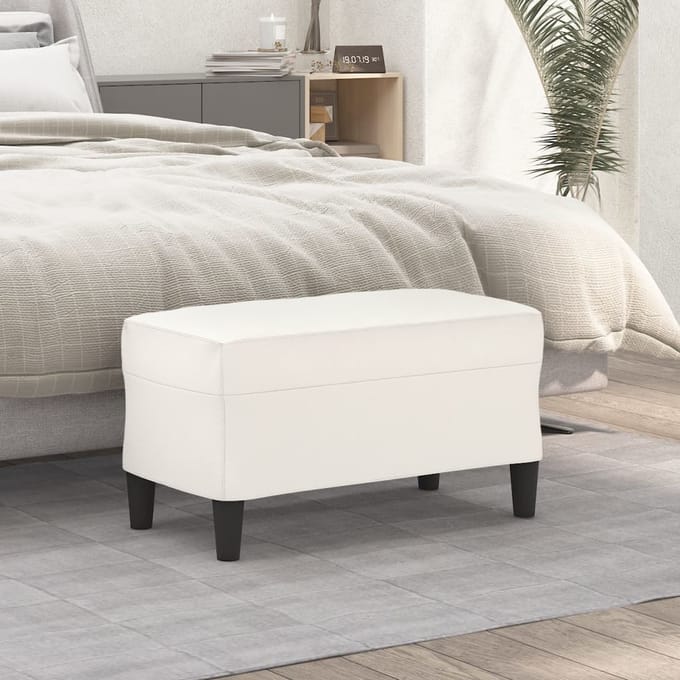 vidaXL - Bankje - 70x35x41 - cm - kunstleer - crèmekleurig