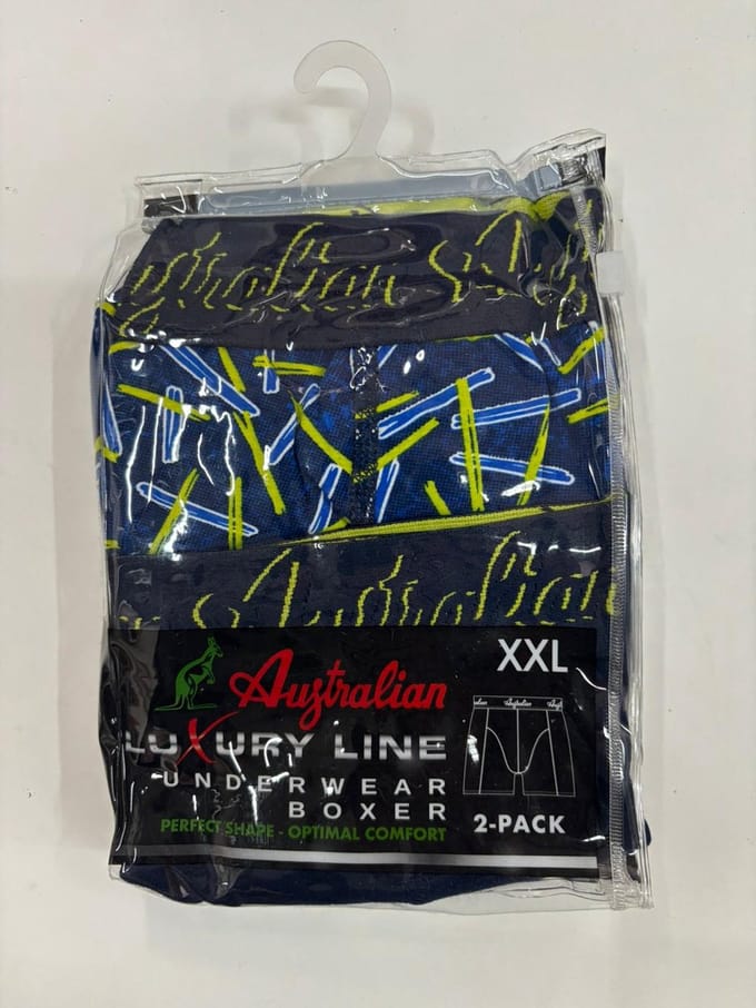 2 stuks Australian Boxershort- Geel Blauw -S