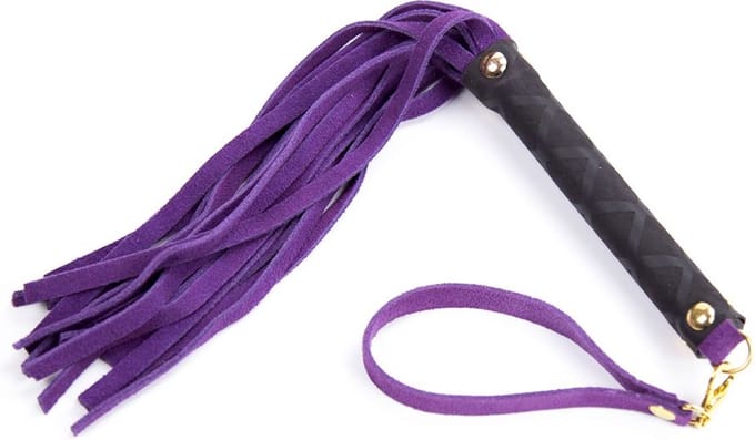 Suede Flogger Zweep 27cm - Zwart/Paars