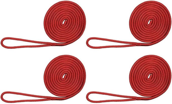 Dubbele Braid Nylon Lijn - Meertouw Boot - Veilig Aanleggen Boot - Dubbele Vlecht Constructie - 3/8" x 15' - Rood