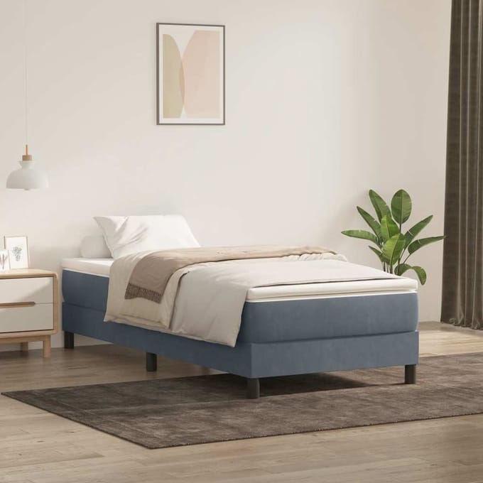 vidaXL - Boxspring - zonder - matras - fluweel - donkergrijs - 100x220 - cm