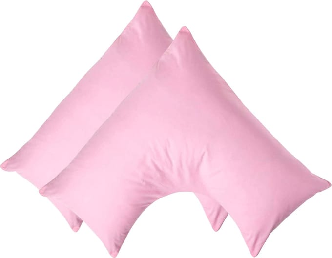 Homescapes Percale Katoen V-Kussensloop Set van 2 - Roze - 100% Egyptisch Katoen - 200TC - 38 x 76 cm