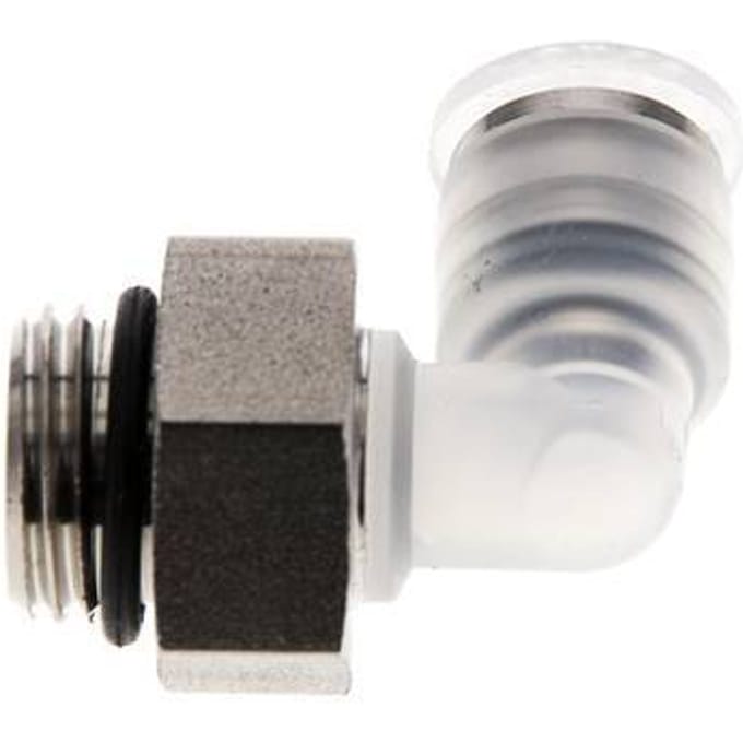 6mm x G1/4'' 90 graden L-verbinding PA/RVS Insteekfitting Buitendraad Draaibaar EPDM