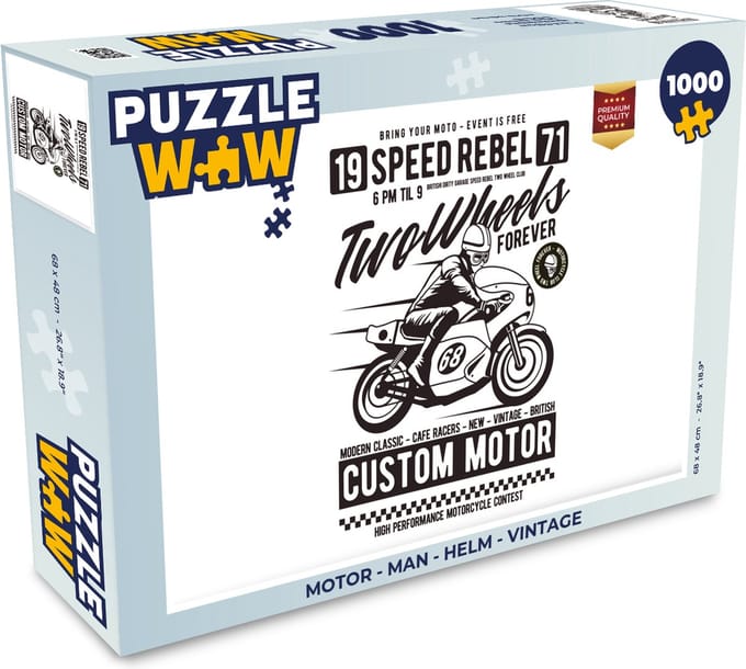 Puzzel Motor - Man - Helm - Vintage - Legpuzzel - Puzzel 1000 stukjes volwassenen
