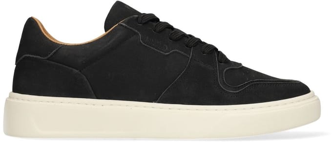 Manfield - Heren - Zwarte nubuck sneakers - Maat 44