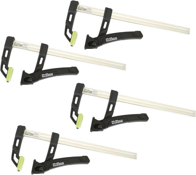 TRUTZHOLM - 4x - Eénhandsklem - 80 kg - Spanvermogen - 25 cm spanbereik - Aluminium - Snelklem