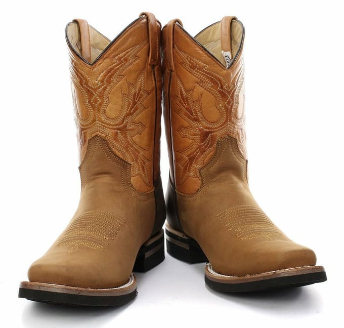 Grinders Tan halfhoge cowboy leren laarzen - El Paso