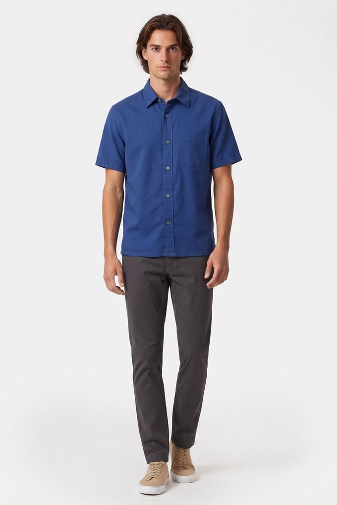 ARKET Blade Airy Oxford Ss Blue Maat: 54 Short | Casual Overhemden Outlet | Heren | Blauw