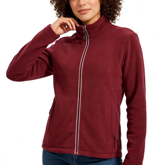 BUBW® Dames Outdoorjas - Warme Fleece Jas - Winddicht & Lichtgewicht - Softshell Jas - Rood - Maat M