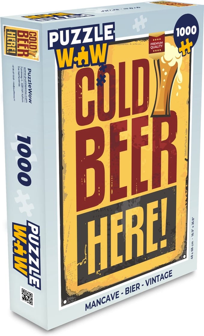 Puzzel Mancave - Bier - Vintage - Legpuzzel - Puzzel 1000 stukjes volwassenen