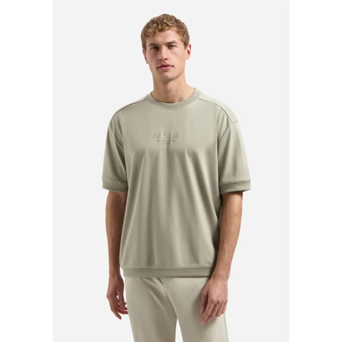 No Excess T-Shirt Crewneck Solid Heavy Interlock Sweat Styling Taupe  L