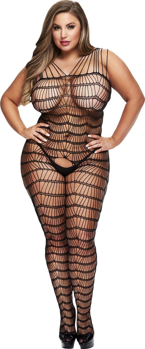 Jaquard Lace Suspender Bodysuit Queen Size Baci Lingerie 00223