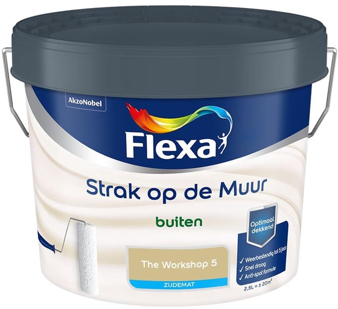 Flexa - Strak Op De Muur Buiten Zijdemat - The Workshop 5 - Mengverf - 2,5 L
