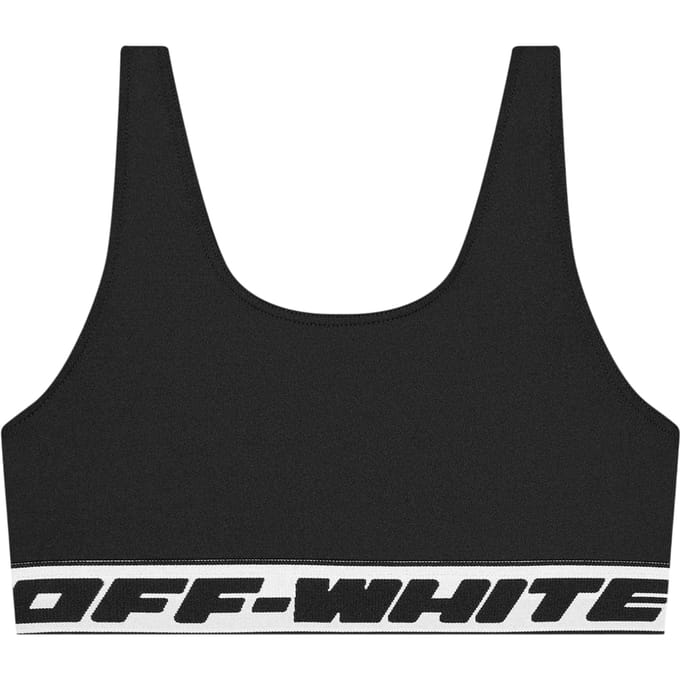 Off White Bikinitop met opschrift voor meisjes (Zwart)