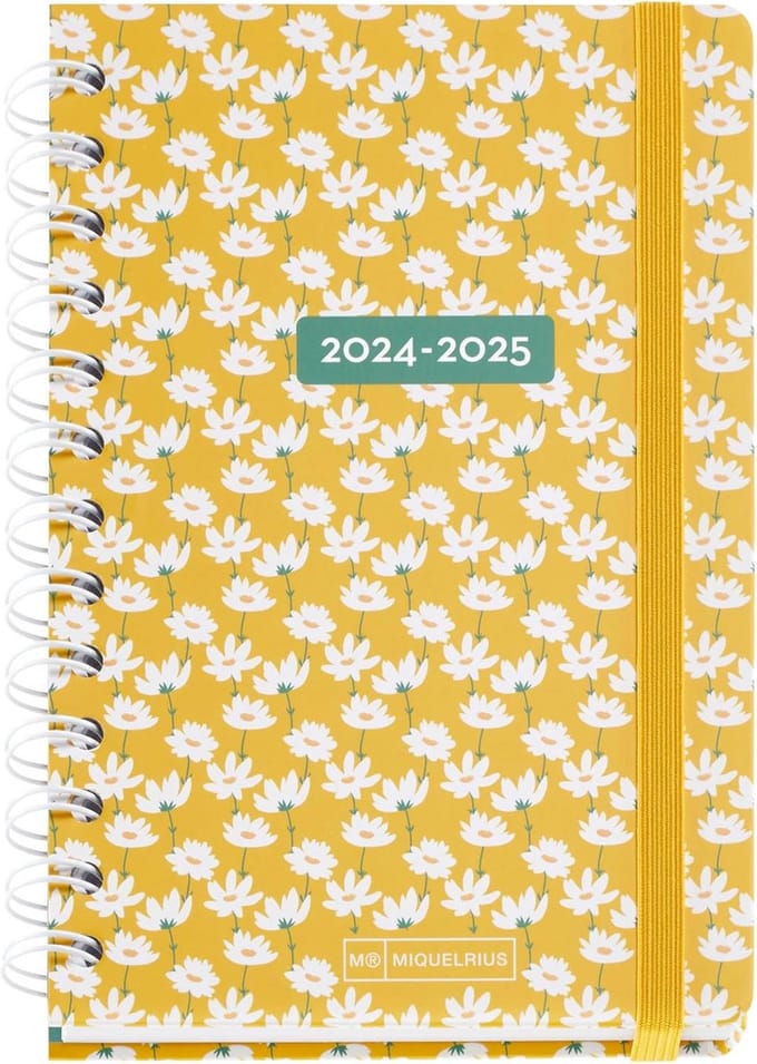 Schoolagenda 24-25 Dagoverzicht September 2024 t/m Augustus 2025 Metaal Spiraal Elastiek Sluiting